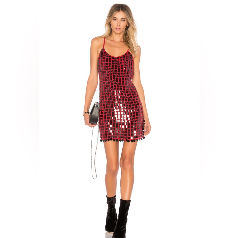 Revolve House of Harlow 1960 Red Disc Mini Dress - Picture 2 of 5